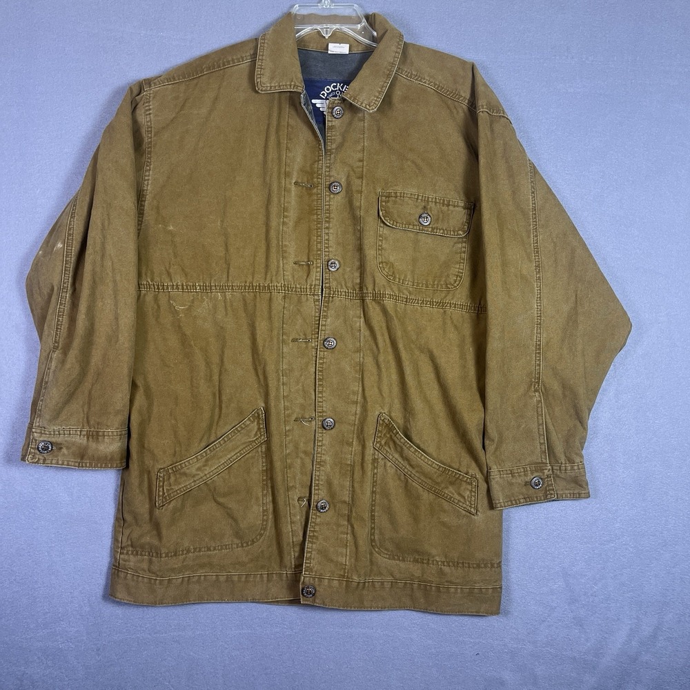 Vintage 90s Dockers Chore Jacket Tan Unisex Outdoor Core Sz Medium Made In USA